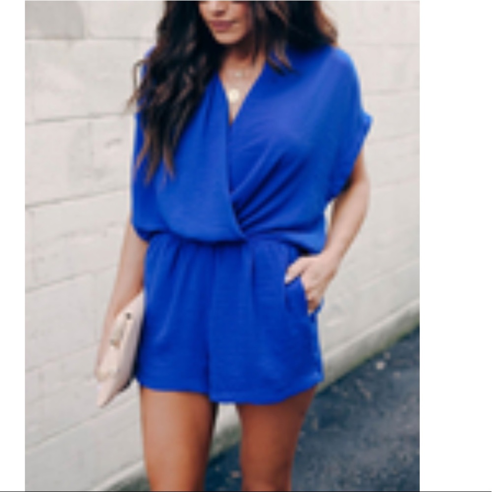 Chicka Pocketed Romper - Cobalt